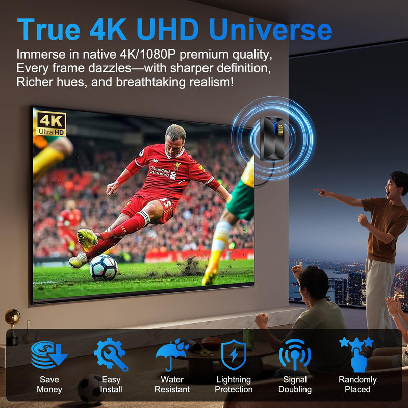 2026 Upgraded TV Antenna Indoor Outdoor for Local Channels | 3800+ Miles Long Range for Local Channels, with Amplified Signal Booster, Supports 8K 4K 1080P HD, with 26ft Coaxial Cable Black Medium