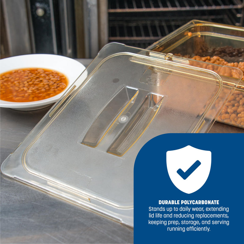 Carlisle FoodService Products Lid with Handle for Half Size High Heat Food Pan, 12.75" x 10.38", 1 Count, Amber Half Size 1 pack