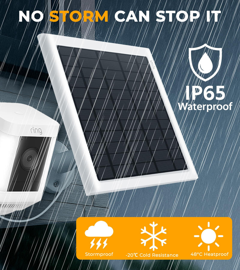 8W Solar Panel for Ring Camera, Solar Panel Charger Compatible with Ring Stick Up Cam/Pro Battery, Spotlight Cam/Pro/Plus Battery, Includes Barrel Plug to USB-C Adapter, IP65 Waterproof, 10ft Cable 1 White