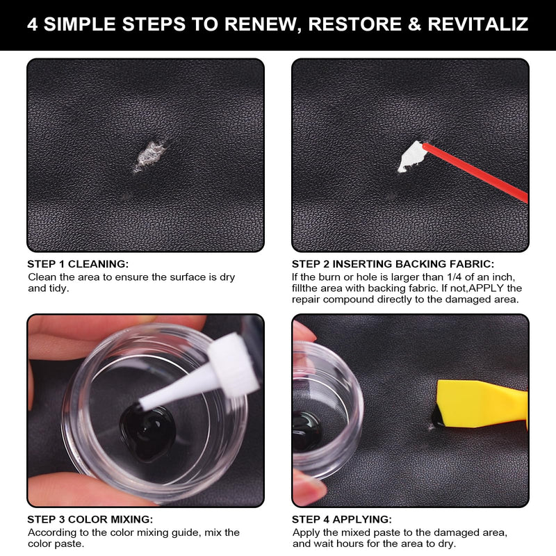 STARTSO WORLD Black Leather Repair Kit, Vinyl Repair kit for Car Interiors, Furniture, Couches, Car Seat, Sofa, Jacket and Purse, Restores Faux, Artificial, Genuine Pleather