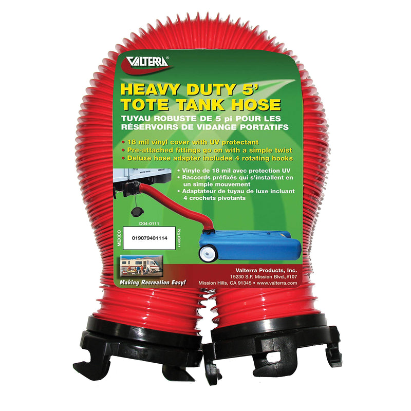 Valterra D04-0111 Heavy-Duty Tote Tank Hose - 5' , Red