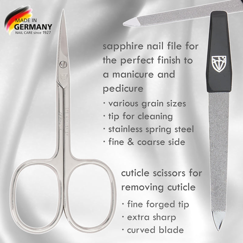 3 Swords Germany - brand quality 6 piece manicure pedicure grooming kit set for professional nail care with black synthetic leather case - Made in Germany SYNTHETIC LEATHER BLACK