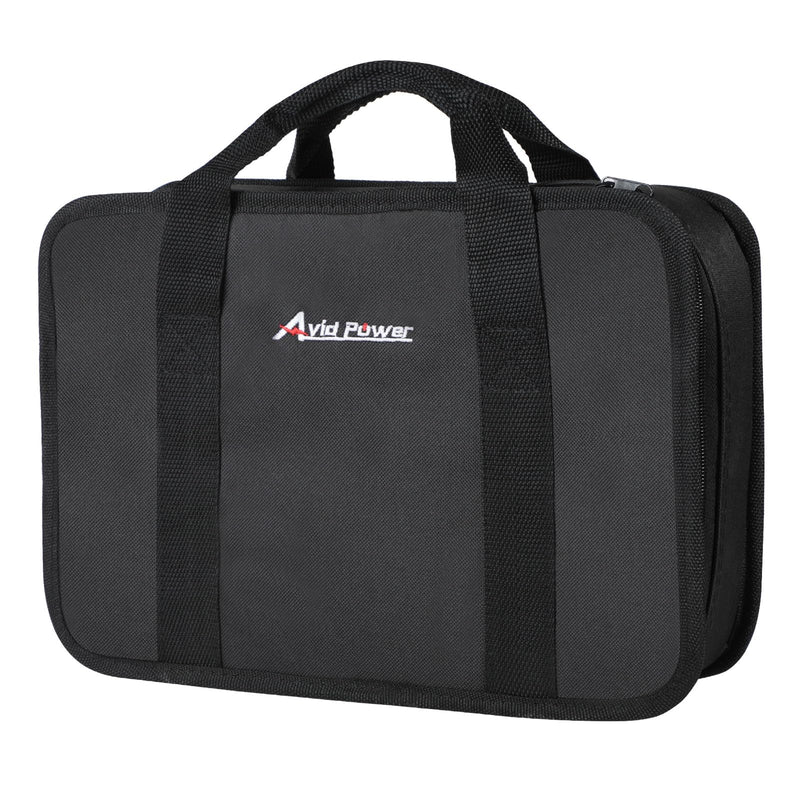 AVID POWER Tool Bag, 12 Inch Tool Storage Carrying Case, Suitable for Cordless Drill, Tire Inflator, Impact Wrench, Soft Canvas Power Tool Pouch with Mesh Dividers & Double Zipper