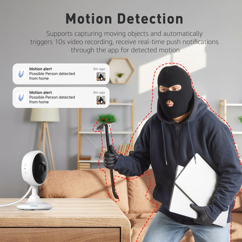 Indoor Security Cameras, 2k WiFi Home Camera with Night Vision, 2-Way Talk, Elder/Pet Cam, Baby Monitor with Smart Motion Detection, Cloud & SD Card Storage, Works w/Alexa, 2pcs 2 Pack