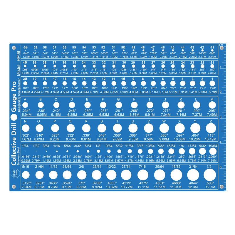 Collective Drill Bit Gauge|118 Hole Drill Gauge Accuracy 0.0008''(0.02mm) | 3-in-1 Stainless Steel Inch Drill Gauge