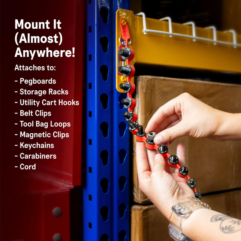 SST - Identibolt Flex - Portable Nut and Bolt Male and Female Thread Gauge Checker - Imperial SAE and Metric Threads - Measure & Mount Almost Anywhere - Double-Sided Gauges - Made in USA