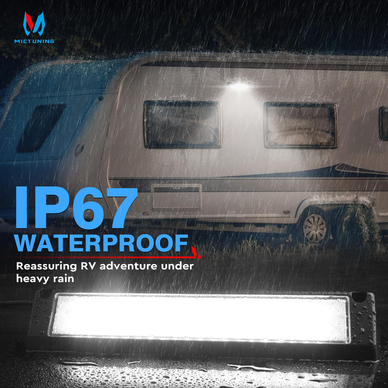 MICTUNING RV Porch Light, 13 Inch 90W LED Exterior Utility Awning Light 6000K, Aluminum Housing IP67 Waterproof, Replacement Lighting for RV Trucks Trailers Bus Marine Boats Campers 13''