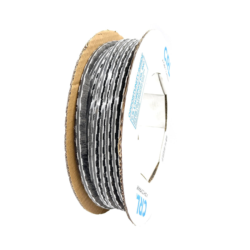 CRL Z78194C Zipper Pile Weatherstrip .187" Backing - .300" Pile Height - 100' Roll Gray