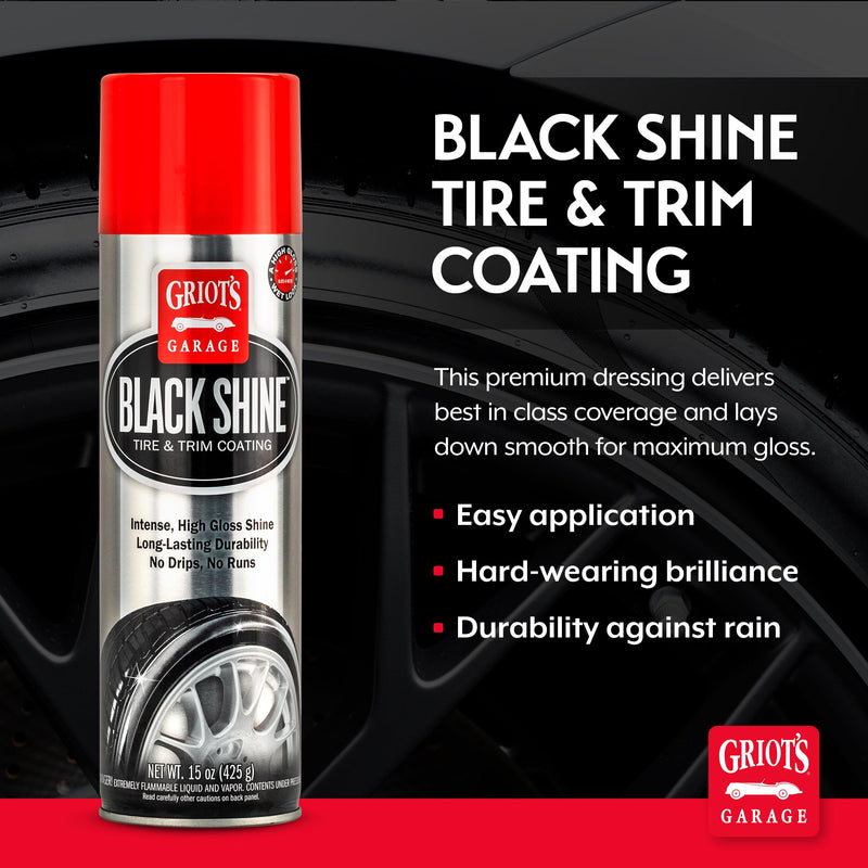 Griot's Garage Black Shine Tire and Trim Coating, Water-Resistant Dressing, Provides a High-Gloss Finish, Rain, and UV Protection, 10938, 15oz 15 Fl Oz (Pack of 1)