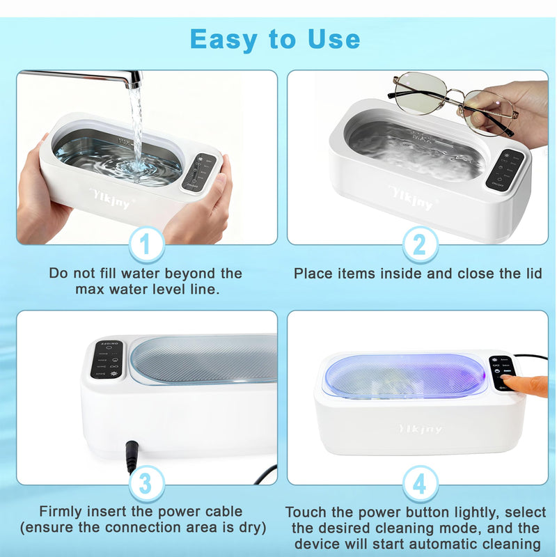 Ultrasonic Jewelry Cleaner, 55KHz 400ml Ultrasonic Cleaner with 4 Cleaning Modes & LED Light, Ideal for Jewelry Cleaner, Eyeglasses, Rings, Retainers, Silverware, Watches and Small Valuables