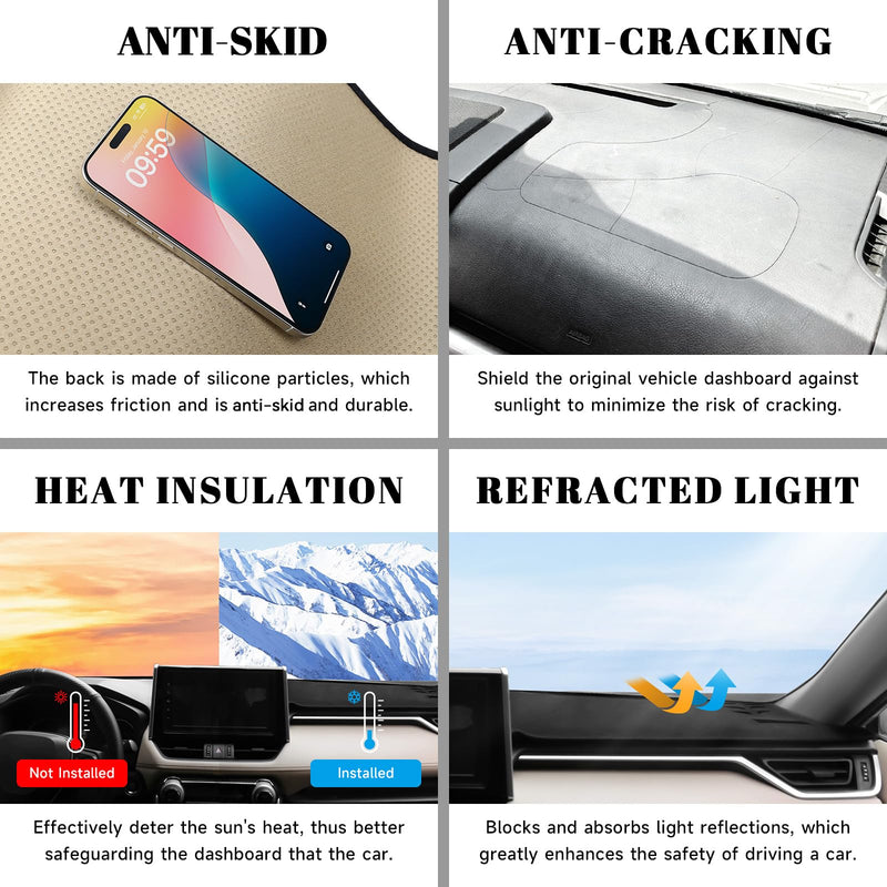 Black Dashboard Dash Board Cover Mat Carpet for Chevy Malibu 2016-2025 Accessories Dash Cover Flannel Material Dash Mat Sunshade for Chevy 2016-2025 Malibu