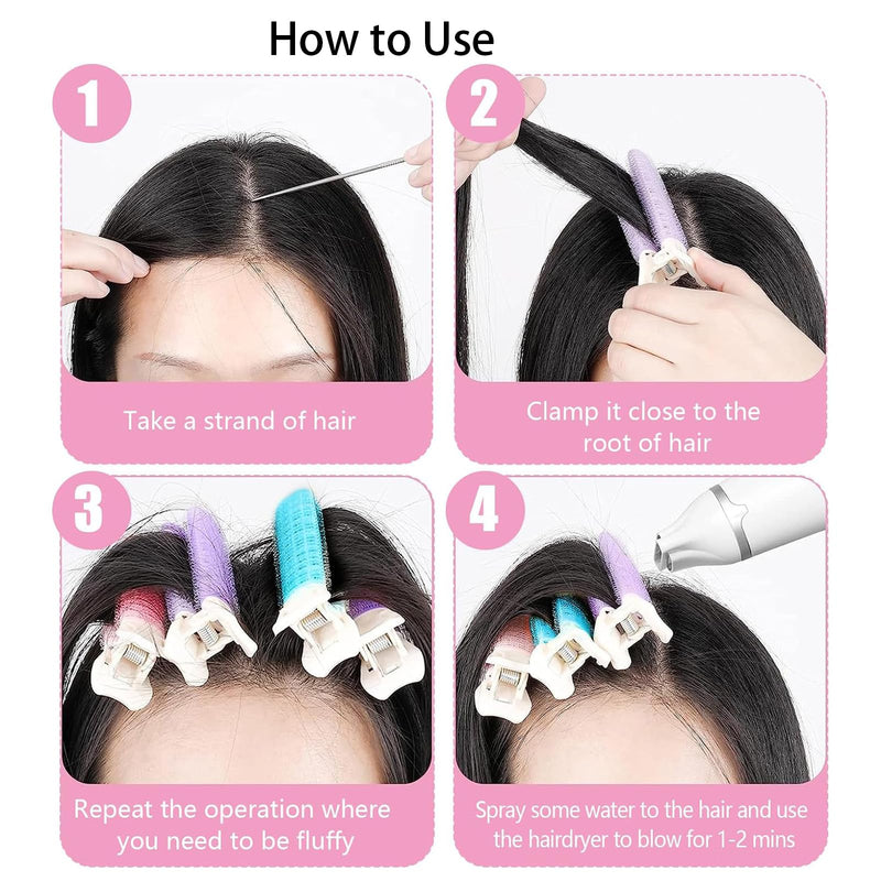 10Pcs Hair Clips Volumizing Hair Root Rollers with Clips Natural Fluffy Rollers for Women Portable Self Grip Volume