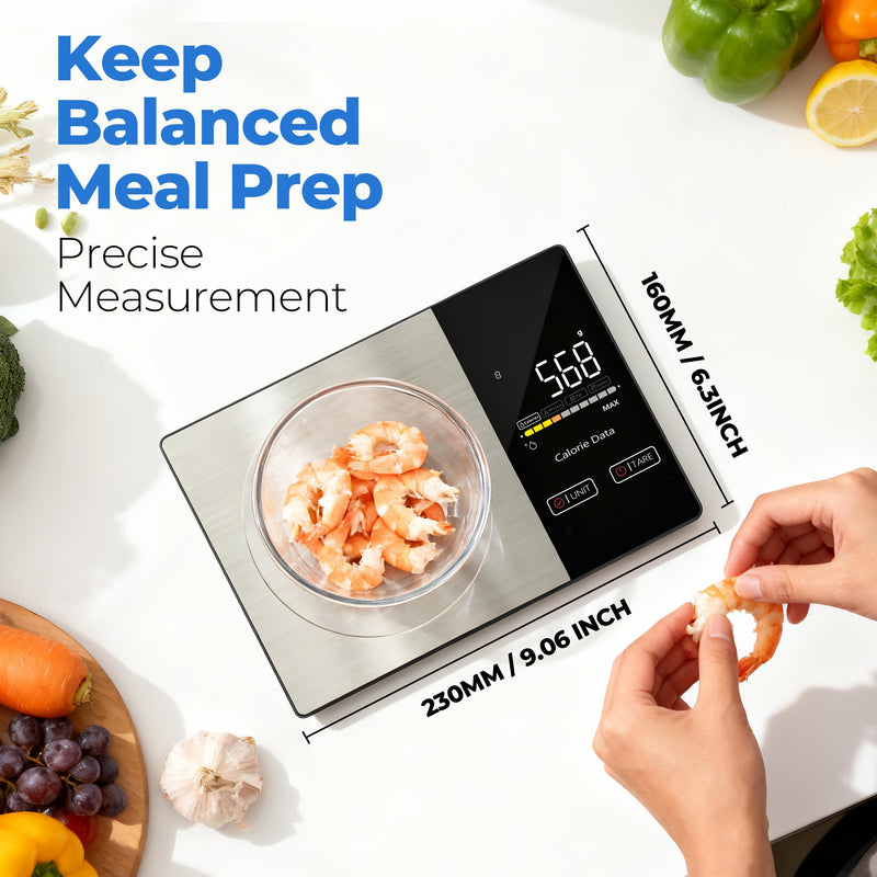 Smart Nutrition Food Scale - Digital Kitchen Scale with Nutritional Calculator App,Tare Function,Track Calories &19 Nutrients,11lb/5kg, Grams/Ounces,Stainless Steel for Weight Loss&Diet