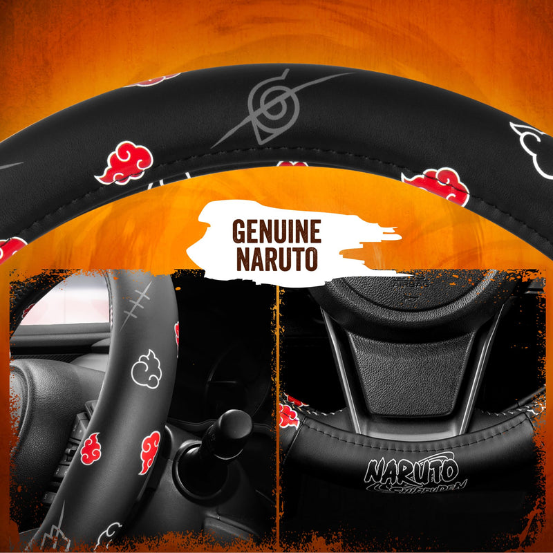 Naruto Shippuden Car Steering Wheel Cover, 15 Inch Anime Steering Wheel Cover, Cushioned Soft Comfortable Cover Anime Car Accessories for Men Women, Akatsuki Naruto Akatuski