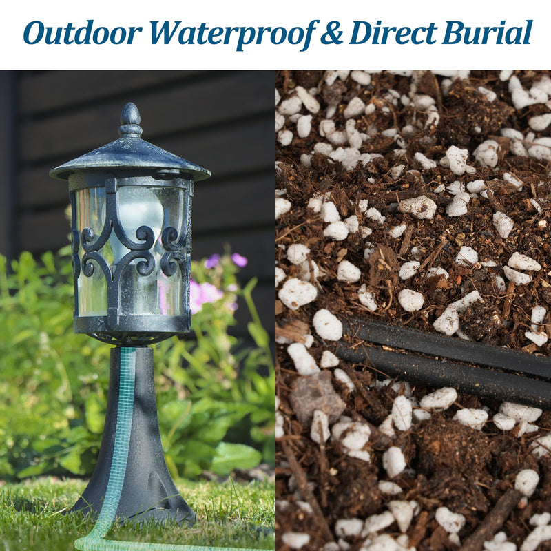 14/2 Low Voltage Landscape Wire - 50 Feet, 14 Gauge, 2 Conductor, UV Resistant, Direct Burial, Pro Landscape Lighting Cable 50FT