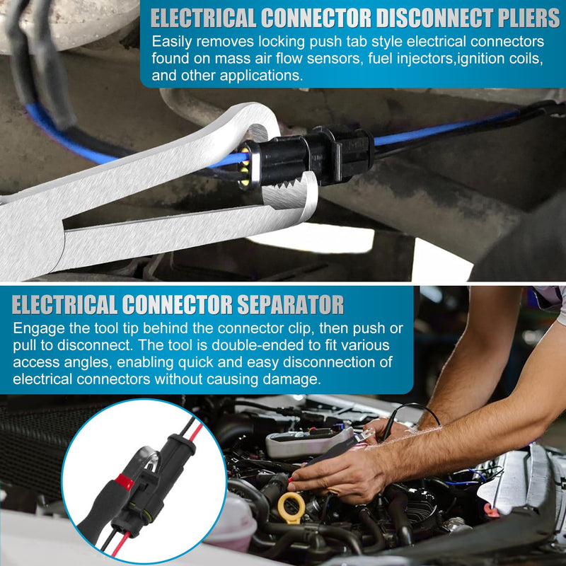 3Pcs Electrical Disconnect Pliers 37960, 60 Degree Electrical Connector Pliers 37980,Electrical Connector Separator 13120, Electrical Wiring, Electrical Plug Disconnect Tools Black(straight+ 60degree+separator)