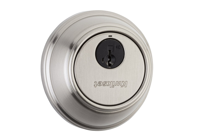 Kwikset 816 Key Control Deadbolt Lock, Round Satin Nickel Exterior Keyed Front Entry Door, Pick Resistant SmartKey Rekey Security, Single Cylinder Dead Bolt, with Microban Protection (Pack of 1)
