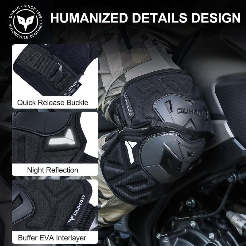 DUHAN Motorcycle Knee Pads Adjustable Motorcycle Knee Shin Guards Protector Gear for Motorcycle/MTB/Racing/Skating