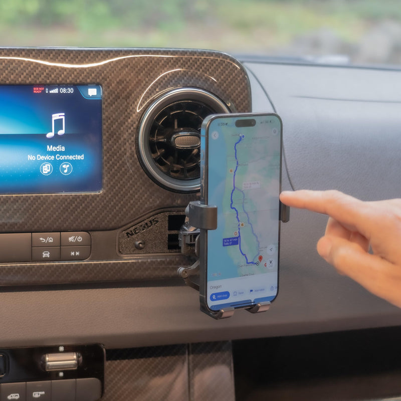 NEXUS Smartphone Cubby Adapter for VS30 Mercedes-Benz Sprinter Van or conversions - Winnebago Revel, Storyteller Overland or Jayco Terrain Cell Phone Mount Passenger's Side