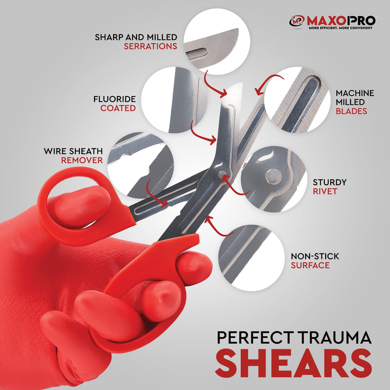 Premium Trauma Shears, EMT & Medical Scissors – 7.5 Inch First Aid Bandage Scissors – Thick, Non-Stick Blade, Blunt Tip Trauma Scissors for Nurses, Paramedics, First Aid Supplies - by MaxoPro