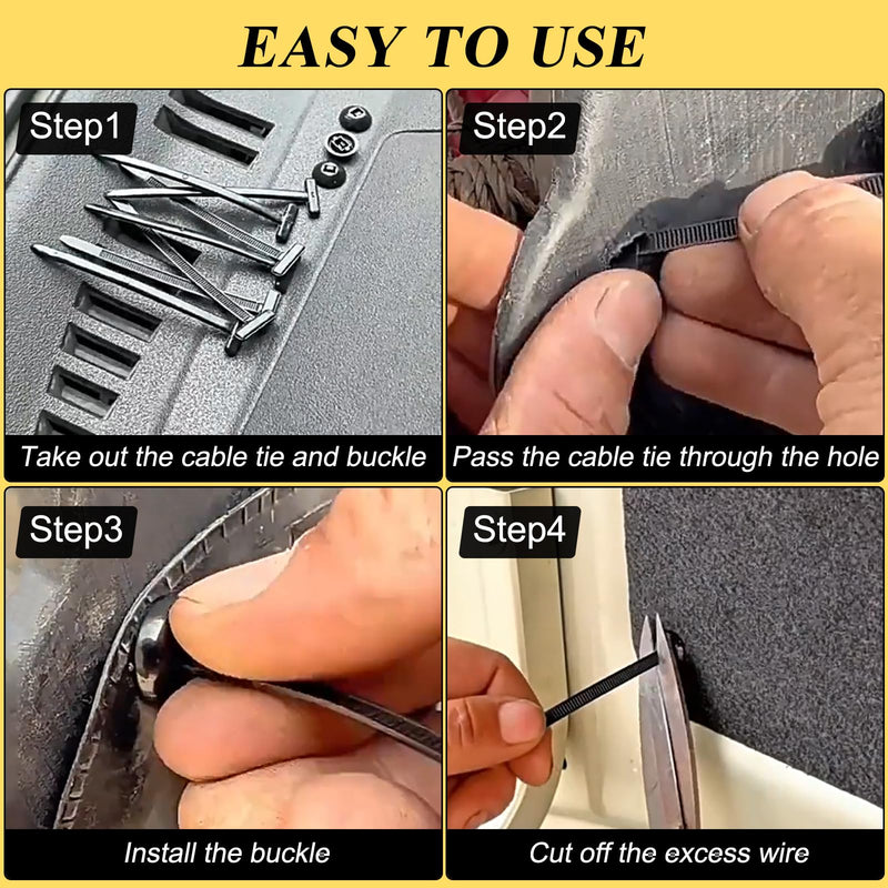 150PCS Nylon Universal Cable Tie Buckle for Car, Heavy Duty Plastic Rivet T Zip Ties Style, Grip Auto Zip Tie Buckles, Automotive Zipper Clips, Button Ziptie Bumper Retainer Fender Liner Fastener