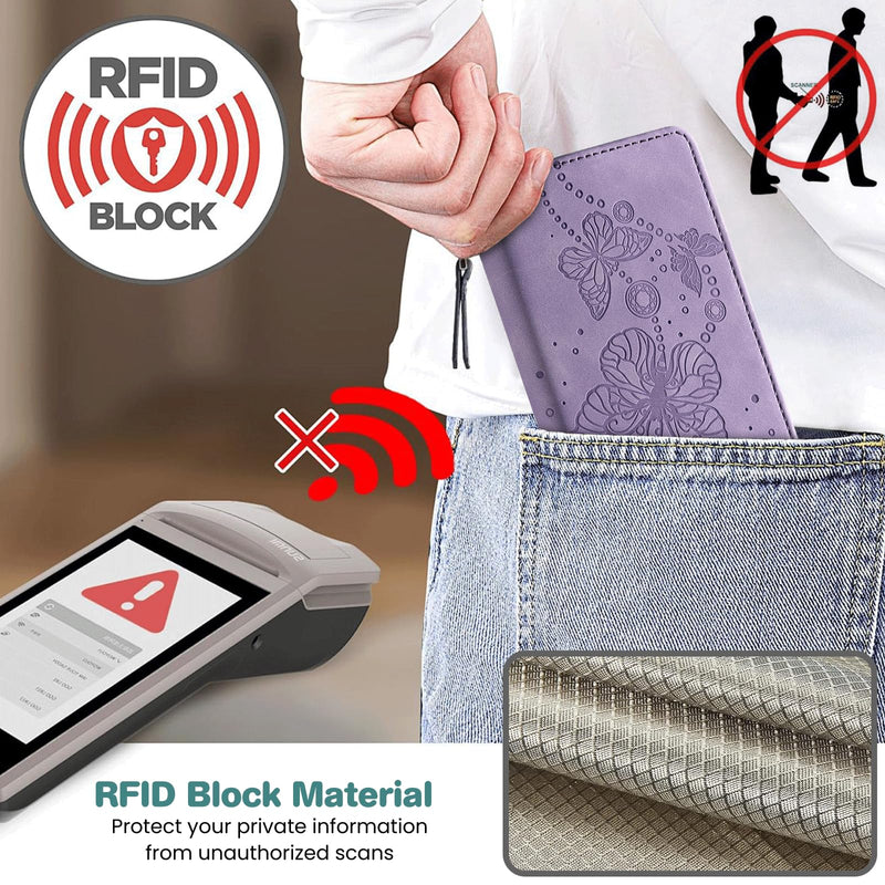 Case Wallet for Samsung Galaxy S26 5G 6.3", Purple | RFID Blocking, 3 Card Holder Stand, Shockproof TPU Shell, PU Leather Magnetic Closure for Samsung Galaxy S26 - 6.3"