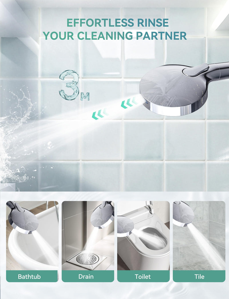 Magichome Filtered Shower Head with Handheld, High Pressure 10-Spd Detachable Chrome Showerhead with Stainless Hose, Water Softener Filter Beads for Hard Water - Remove Chlorine, Reduce Dry Itchy Skin Silver