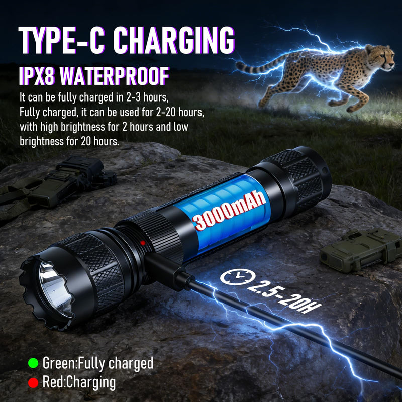 SABERTOOTH 385-395nm UV Flashlight Rechargeable Black Light Flashlight for Pet Urine Detection, Scorpion Spotting, AC System Inspection and Rock