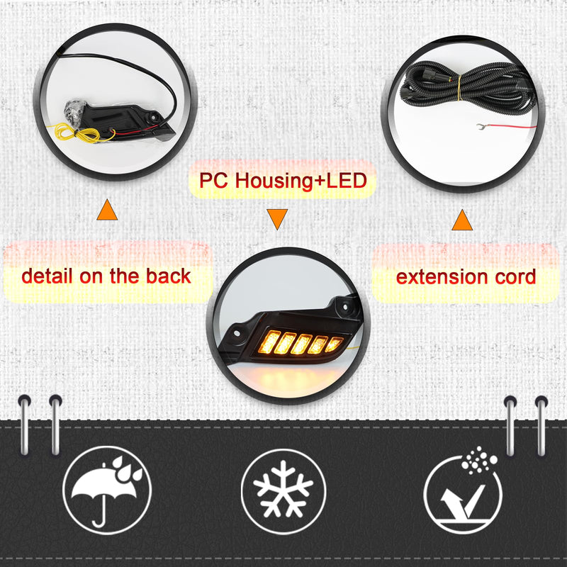 Full LED Front Side Marker Headlight Kit for Toyota Tacoma 2012-2015, Function as Dynamic Sequential Turn Signal Lights，Daytime Running light Kit (12-15) 12-15