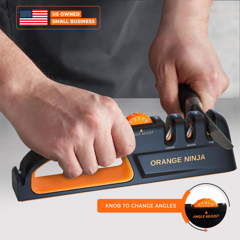 5 Precision Adjust Knife Sharpener- 3-Stage Premium Kitchen Knife Sharpener to Repair, Restore & Polish Blades by Sharp Pebble