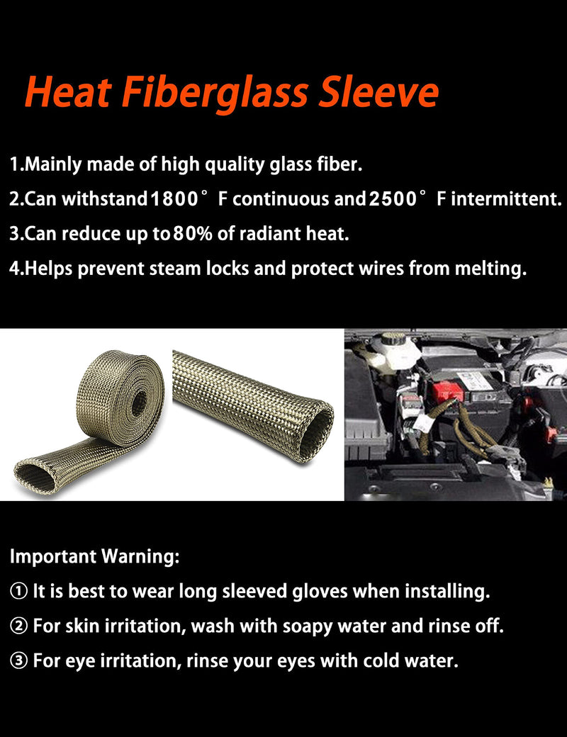 Wire Heat Shield Automotive Heat Shield Sleeve Fuel Line Heat Shield Titanium Auto Hose Spark Plug Wire Cover Protectors Boots Roll 2500 Degree for Car&Auto Wire Loom Brake Cable(1" I.D.X10FT) 1" I.D.X10FT