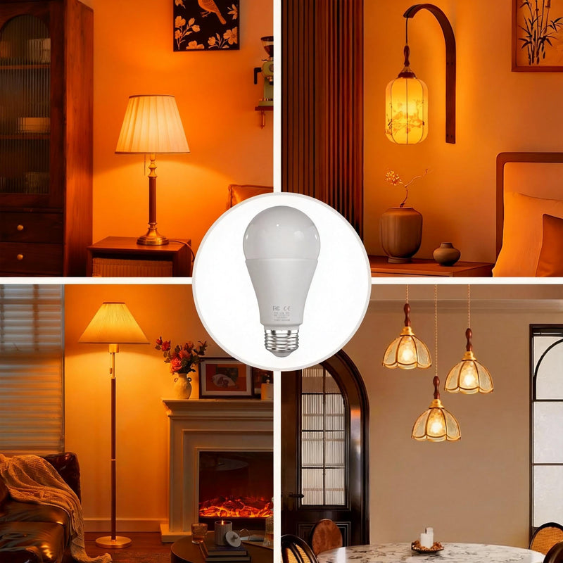 Amber Sleep Light Bulbs with Remote Control, 800LM 9W (60W Equivalent),Circadian Rhythm Light Bulb,Dim,1800K-6500K,E26,2.4G,Warm and Reading Light Bulb for Home Decor,2Bulb&1Remote Amber-9W-1Remote and 2Bulb