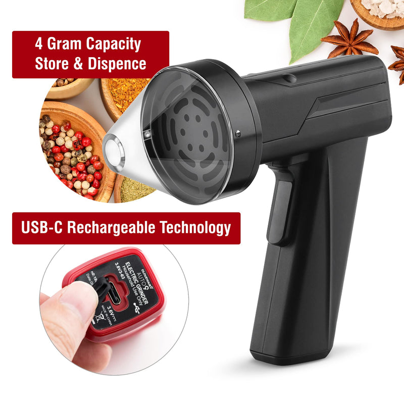 2.5" Large Electric Grinder Herb Grinder, Auto Spice Grinder with Auto Dispensing (Black) Black