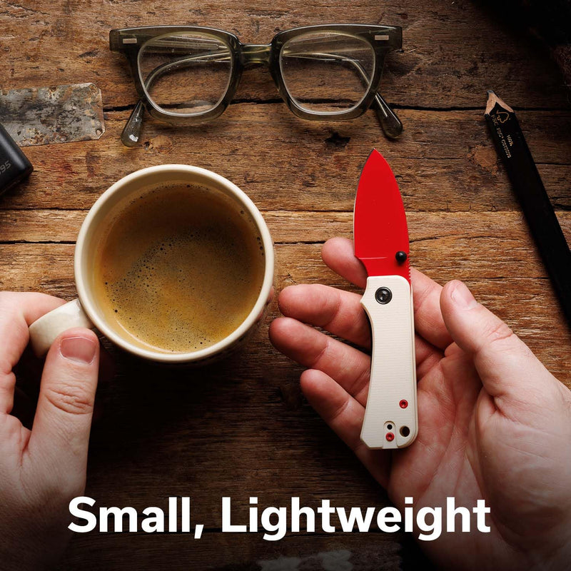 CIVIVI Baby Banter Pocket Knife for EDC, Ben Petersen Folding Knife with 2.34 in Nitro V Steel Blade G10 Handle, Titanium Thumb Stud Opener C19068S-7(Red) Red G10