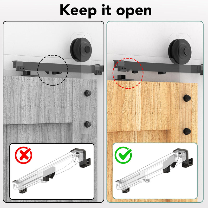 Barn Door Soft Close Hardware Kit,Barn Doors Buffer Damper Stopper is Suitable for Most Flat Track Sliding Door Systems.Supports Doors Weighing 88-132 lbs,No Hole Installation (Black 2pcs) Black 2pcs