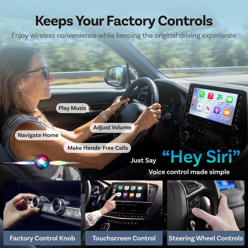 OTTOCAST Mini Slim Wireless CarPlay Adapter & Android Auto Adapter | Mini Cube 2-in-1 Adapter for Cars with Factory Wired CarPlay/Android Auto, 5GHz WiFi, Bluetooth 5.0, 5s Auto Reconnect Black