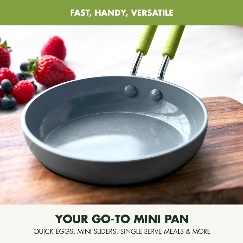 GreenPan Mini Healthy Ceramic Nonstick, 5" Round Egg Pan, PFAS-Free, Dishwasher Safe, Stay Cool Handle, Black 5" Egg Pan Mini Round Egg Pan