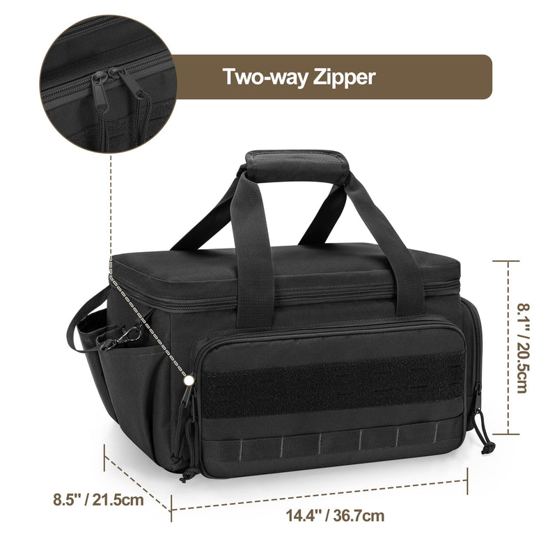 Rexmica 14-Inch Tool Bag with Anti-friction Bottom, Hand Tool Storage Organizer for Men, Tactical Range Bag, Multi-purpose Work Tote for Repairman, Carpenters, Handyman, Black