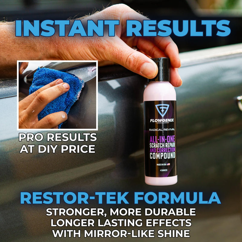  [AUSTRALIA] - Flowgenix™ Instant Car Scratch Remover Repair - All-in-One Scratch Remover For Vehicles and Polishing Compound (4 oz) - Car Paint Scratch Repair Includes 1 Microfiber Applicator and 1 Microfiber Towel Instant Scratch Repair