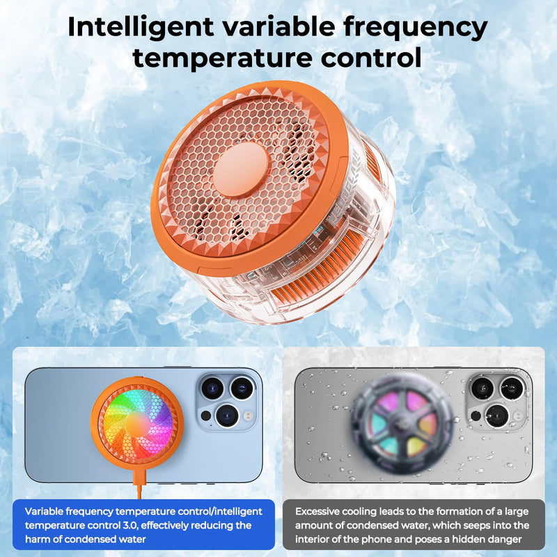 Magnetic Semiconductor AI Phone Cooler Game Stream Cell Phone Cooler | Semiconductor Cooling, 3-Second Temperature Drop, Anti-Condensation & Smart Temperature Control to Protect Your Phone
