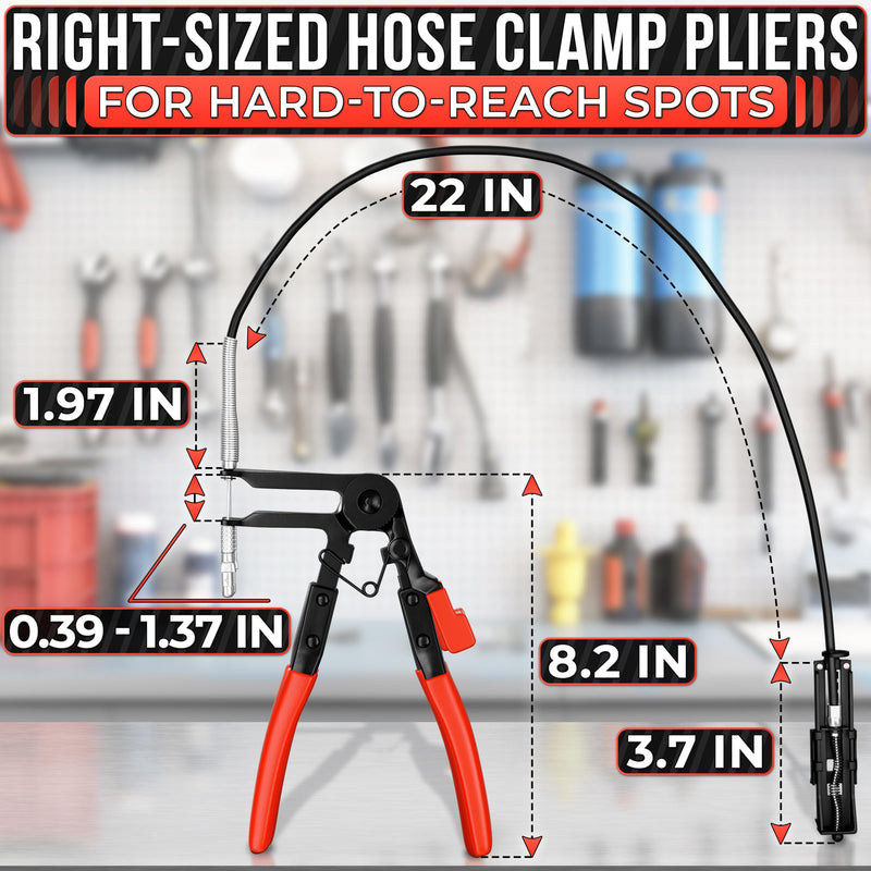 Radiator Hose Clamp Pliers Automotive – Corrosion-Resistant Hose Clamp Tool with Non-Slip Polymer Coating, Tension & Ratchet Locking Mechanisms – Easy to Use, Time-Saving for Car Repairs Wire Hose Clamp Pliers