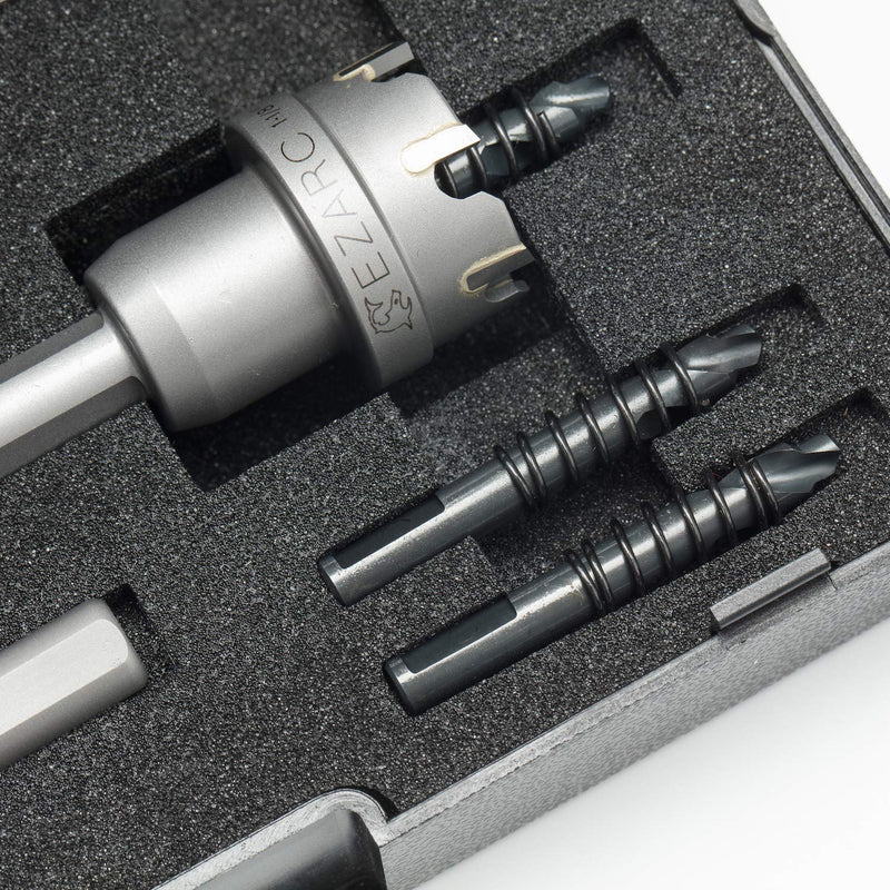 EZARC Carbide Hole Saw Kit, 3 Piece Carbide Tipped Hole Cutter with Pilot Drill bit for Hard Metal, Stainless Steel, Iron, Aluminum, Alloy 3 in 1 | 7/8"-1-3/8"
