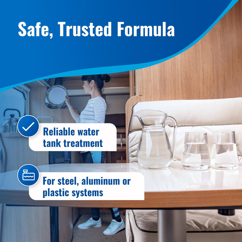Aquamarine Water Solutions – Shock RV & Boat Water Tank Deep Cleaner and Deodorizer – Treats, Maintains Boat, RV & Household Fresh Water Systems – Ideal for Use Following Seasonal Storage – 12 Fl Oz