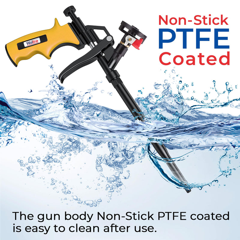 Professional Spray Foam Insulation Gun (2 Foam Gun + 8 Nozzle), Teflon-Coated Expanding Foam Gun, Foam Dispensing Gun, for Caulking, Insulating Foam Applicator Yellow - 2 Pack
