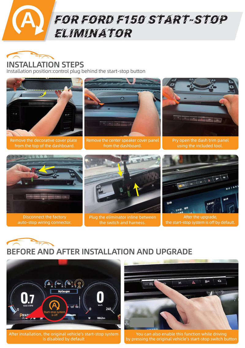 Auto Start Stop Eliminator Fit for Ford F-150 2021 2022 2023 2024 2025, Plug & Play Automatic Start-Stop Deactivate Harness, A-Off Disable Adapter with Smart Memory Function
