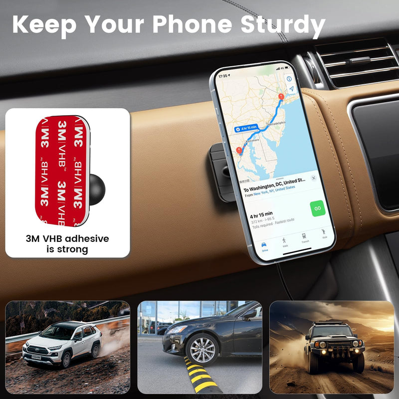 OHLPRO for MagSafe Car Mount Charger iPhone Wireless Car Charger, Stick on Dashboard Magnetic Phone Holder Mount for iPhone 17 Pro Max 16 15 14 Series, 15W Fast Charging, Aluminum Shell Black