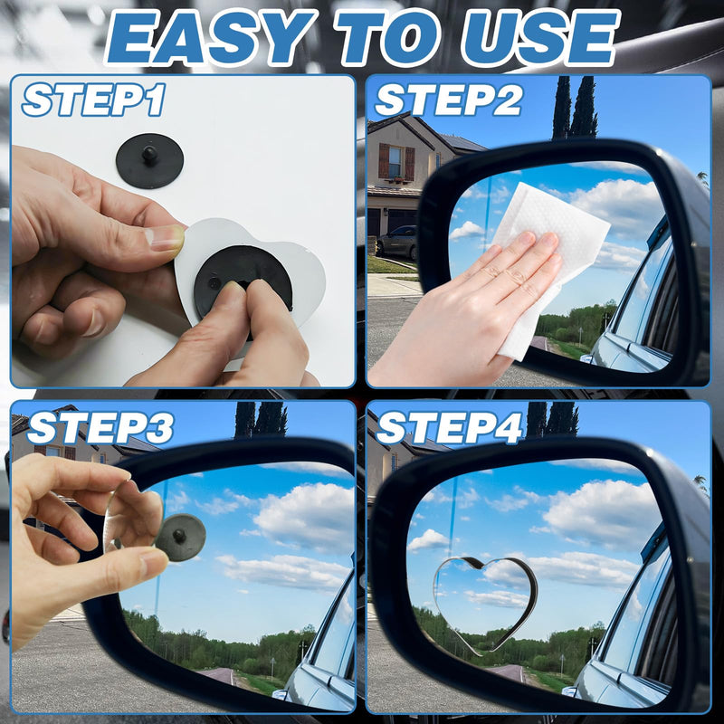 2Pcs Cars Heart Shaped Blind Spot Mirrors Car Side Mirror Blindspot Adjustabe Angle Removable Wide Angle Convex RearView Mirror for Enhanced Safety Universal Fit Stick, Car Accessories for Cars Suvs Heart-2Pcs