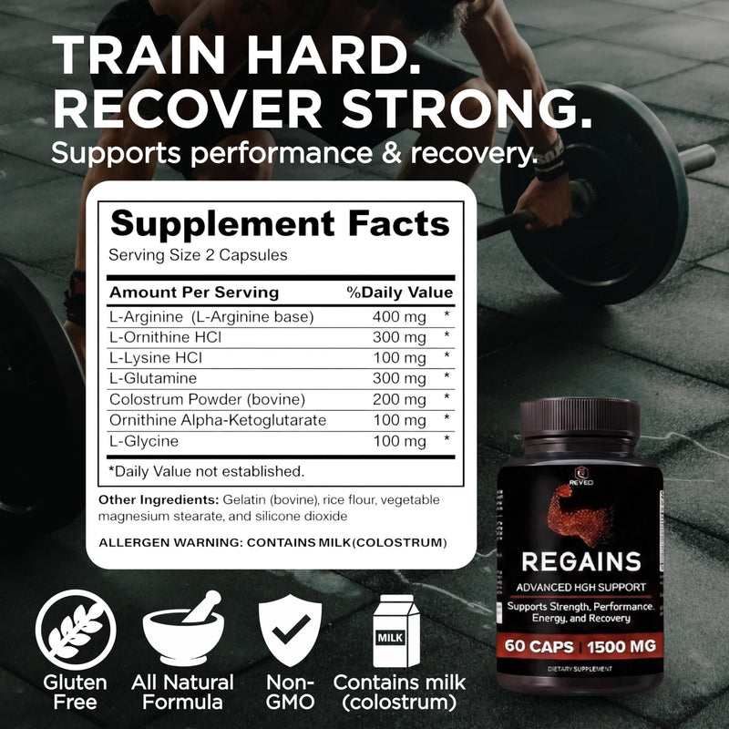 HGH Supplements for Men & Women - Regains Natural Anabolic Muscle Growth Building & Human Growth Hormone for Men, Muscle Builder for Men, Muscle Recovery Post Workout Supplement, 60 Protein Pills 60 Count (Pack of 1)