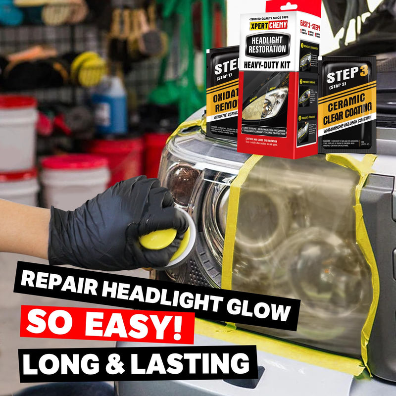 Headlight Restoration Kit-Headlight Cleaner Removing The Heavy-Duty Yellowing, Clouding and Stains, Even Buffs Out Unsightly Hairline Scratches,No Power Tools Needed