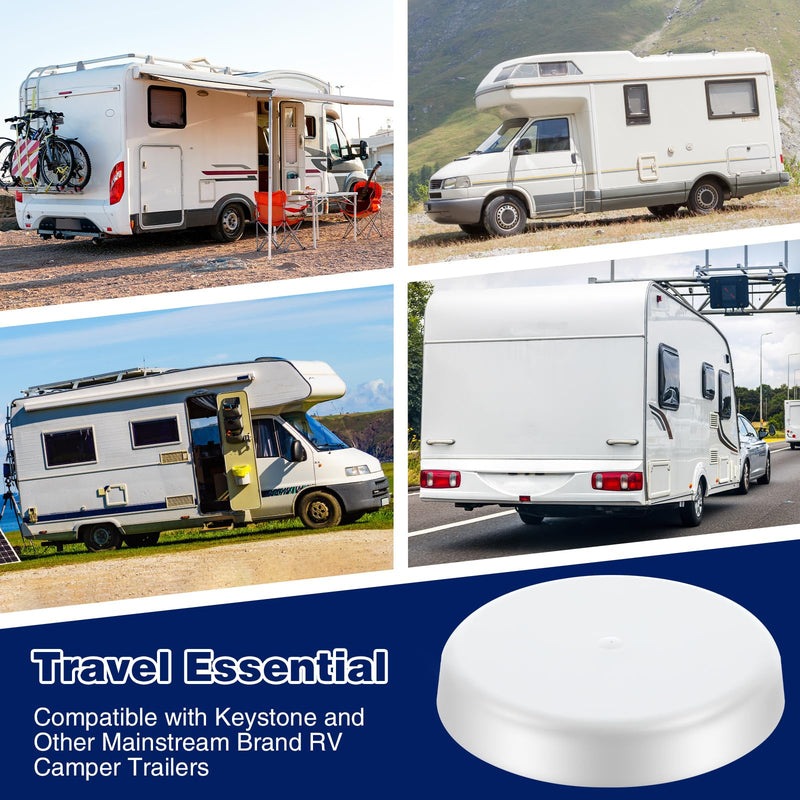 2 Pack RV Mushroom Vent Cap Compatible with Keystone Camper Trailer, RV Mushroom Roof Vent, Motorhome Water Guard for Vehicle Plumbing Ventilator Cap (Fan Base Not Included) (White) 2 White